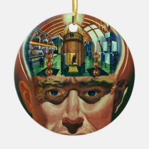 Wetenschapsfiche, Alien Brain in Laboratory Keramisch Ornament