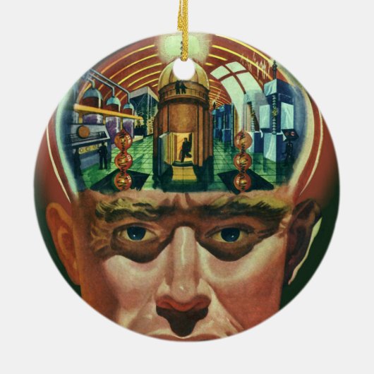  Wetenschapsfiche, Alien Brain in Laboratory Keramisch Ornament (Achterkant)