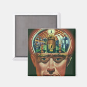 Wetenschapsfiche, Alien Brain in Laboratory Magneet (Voorkant / Achterkant)