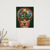 Wetenschapsfiche, Alien Brain in Laboratory Poster (Keuken)