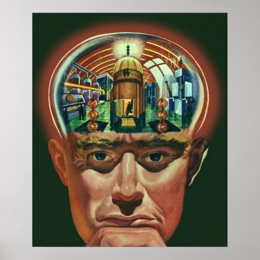 Wetenschapsfiche, Alien Brain in Laboratory Poster (Voorkant)