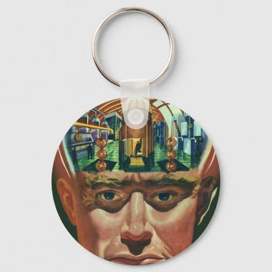  Wetenschapsfiche, Alien Brain in Laboratory Sleutelhanger (Achterkant)