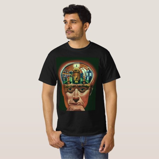 Wetenschapsfiche, Alien Brain in Laboratory T-shirt (Voorkant volledig)