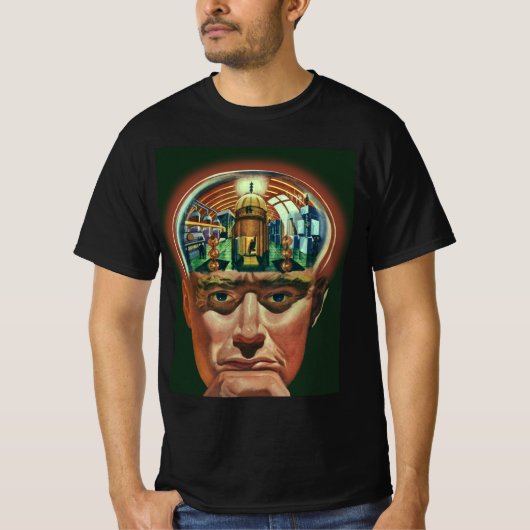Wetenschapsfiche, Alien Brain in Laboratory T-shirt (Voorkant)