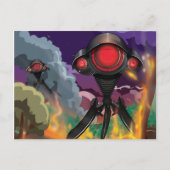 Wetenschapsfiche Alien Tripod-aanval! Briefkaart (Voorkant)