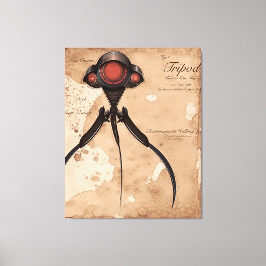 Wetenschapsfiche Alien Tripod-aanval! Canvas Afdruk (Voorkant)