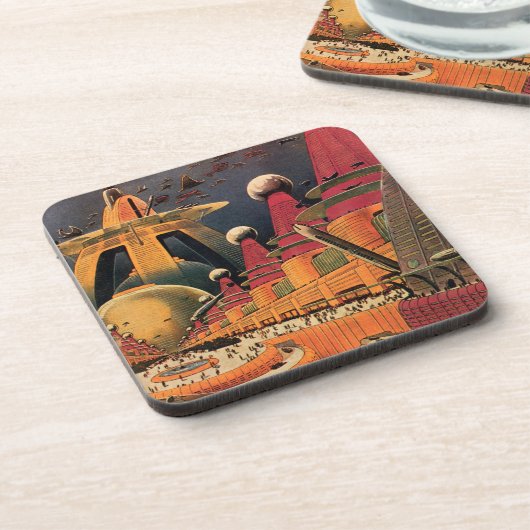  wetenschapsfiche Futuristic City Flying Car Drankjes Onderzetter (Linkerzijde)