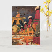 wetenschapsfiche Futuristic City Flying Car Kaart (Gele Bloem)