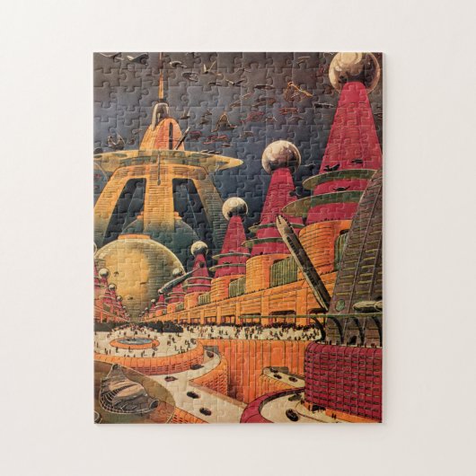  wetenschapsfiche Futuristic City Flying Car Legpuzzel (Verticaal)