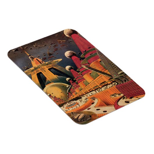  wetenschapsfiche Futuristic City Flying Car Magneet (Rechterzijde)