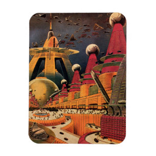  wetenschapsfiche Futuristic City Flying Car Magneet