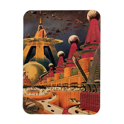  wetenschapsfiche Futuristic City Flying Car Magneet (Verticaal)