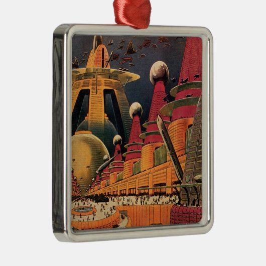  wetenschapsfiche Futuristic City Flying Car Metalen Ornament (Rechts)