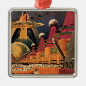  wetenschapsfiche Futuristic City Flying Car Metalen Ornament (Voorkant)