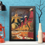wetenschapsfiche Futuristic City Flying Car Poster<br><div class="desc">Vintage illustratie reis en transport science fiction afbeelding met een klassiek stripboek retro Sci Fi stadscentrum met een stad van de toekomst . De architectonische gebouwen zijn gevormd als kegels en voertuigen vliegen in de lucht als vogels,  terwijl menigten mensen door de metropool bewegen.</div>