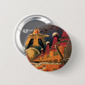 wetenschapsfiche Futuristic City Flying Car Ronde Button 5,7 Cm (Voorkant /achterkant)