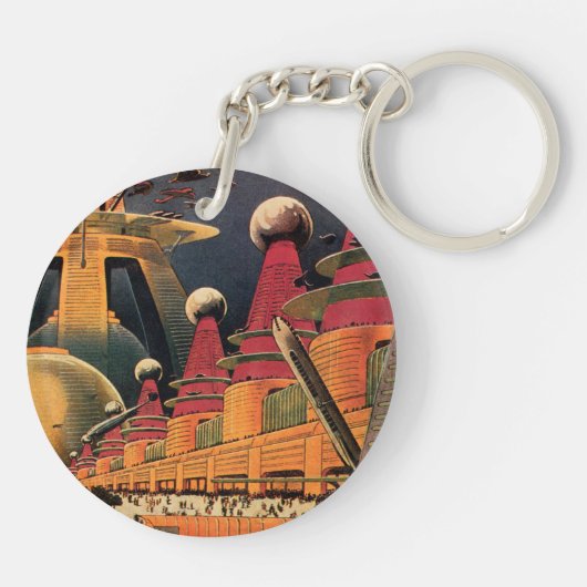  wetenschapsfiche Futuristic City Flying Car Sleutelhanger (Achterkant)