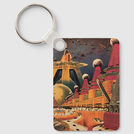 wetenschapsfiche Futuristic City Flying Car Sleutelhanger (Voorkant)