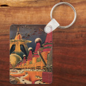 wetenschapsfiche Futuristic City Flying Car Sleutelhanger (Achterkant)