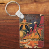 wetenschapsfiche Futuristic City Flying Car Sleutelhanger (Voorkant)