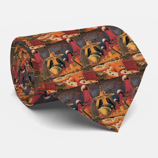  wetenschapsfiche Futuristic City Flying Car Stropdas (Opgerold)