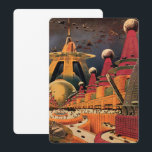 Wetenschapsfiche Futuristische stadsuitnodiging Kaart<br><div class="desc">Klik op de knop "Aanpassen" om toegang te krijgen tot de ontwerpgereedschappen om de achtergrondkleur te wijzigen en uw eigen aangepaste tekst toe te voegen. Vele doopvontstijlen om van te kiezen! Vintage illustratie reis en transport science fiction afbeelding met een klassiek stripboek retro Sci Fi stadscentrum met een stad van...</div>