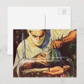  Wetenschapsfiche, Laboratory Mad Scientist Briefkaart (Voorkant / Achterkant)