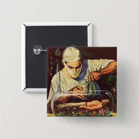  Wetenschapsfiche, Laboratory Mad Scientist Vierkante Button 5,1 Cm (Voorkant /achterkant)