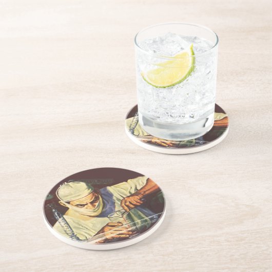  Wetenschapsfiche, Laboratory Mad Scientist Zandsteen Onderzetter (Zijkant)