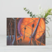  Wetenschapsfiche, Oranje zon en buitenaardse weze (Staand voorkant)