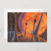  Wetenschapsfiche, Oranje zon en buitenaardse weze Briefkaart (Voorkant / Achterkant)