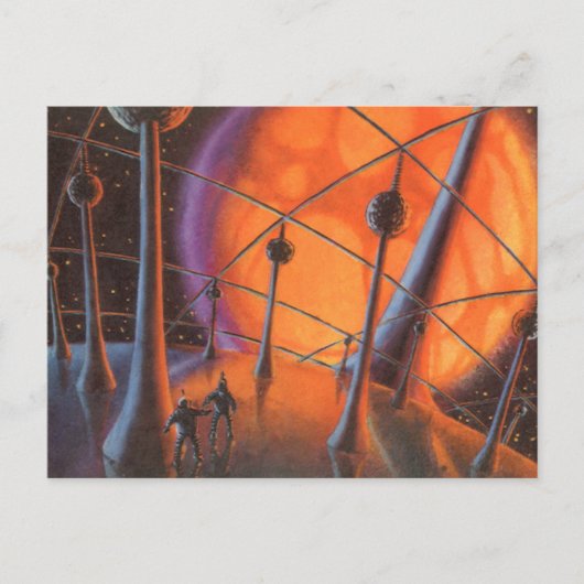  Wetenschapsfiche, Oranje zon en buitenaardse weze Briefkaart (Voorkant)