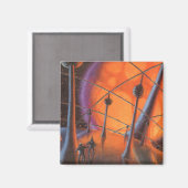  Wetenschapsfiche, Oranje zon en buitenaardse weze Magneet (Voorkant / Achterkant)