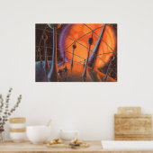  Wetenschapsfiche, Oranje zon en buitenaardse weze Poster (Keuken)