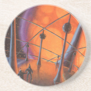 Wetenschapsfiche, Oranje zon en buitenaardse weze Zandsteen Onderzetter