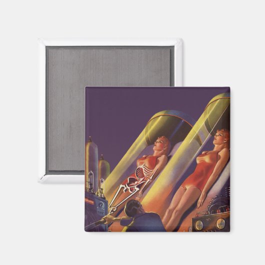 Wetenschapsfiche, Sci Fi Wetenschappers in Lab Magneet (Voorkant / Achterkant)