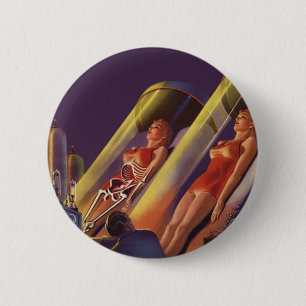 Wetenschapsfiche, Sci Fi Wetenschappers in Lab Ronde Button 5,7 Cm