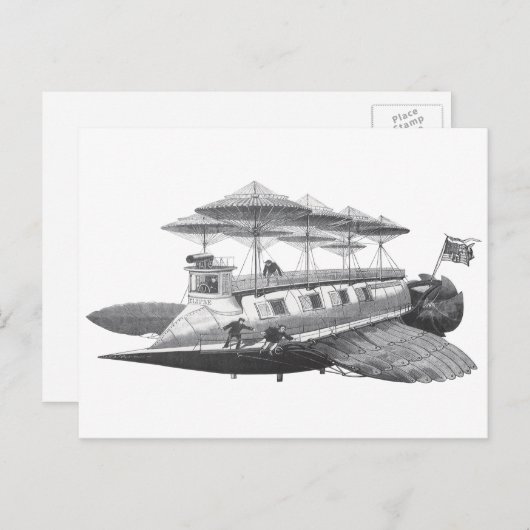 wetenschapsfiche Steampunk Airship Eclipse Briefkaart (Voorkant / Achterkant)