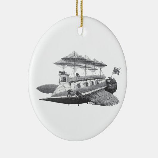  wetenschapsfiche Steampunk Airship Eclipse Keramisch Ornament (Rechts)