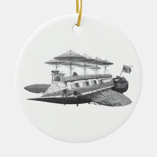  wetenschapsfiche Steampunk Airship Eclipse Keramisch Ornament (Voorkant)