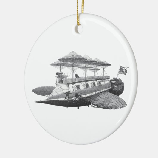  wetenschapsfiche Steampunk Airship Eclipse Keramisch Ornament (Links)