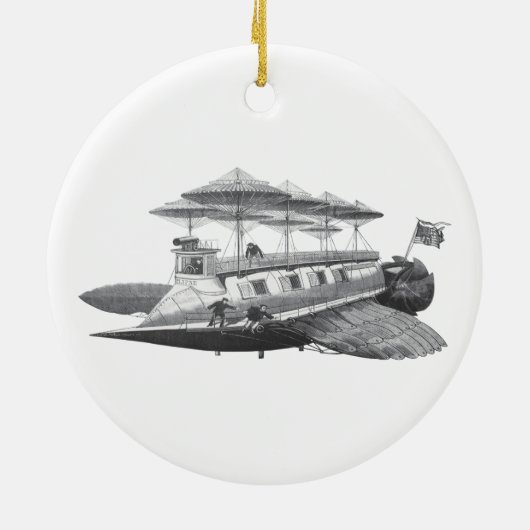  wetenschapsfiche Steampunk Airship Eclipse Keramisch Ornament (Achterkant)
