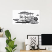 wetenschapsfiche Steampunk Airship Eclipse Poster (Thuiskantoor)