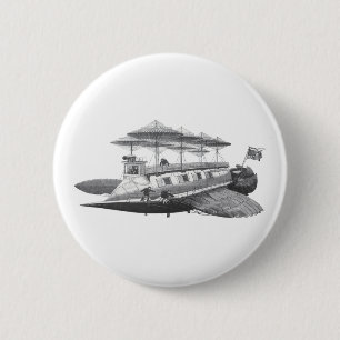 wetenschapsfiche Steampunk Airship Eclipse Ronde Button 5,7 Cm