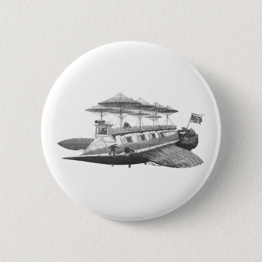 wetenschapsfiche Steampunk Airship Eclipse Ronde Button 5,7 Cm (Voorkant)