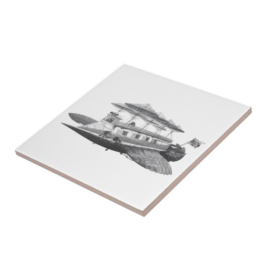  wetenschapsfiche Steampunk Airship Eclipse Tegeltje (Zijkant)