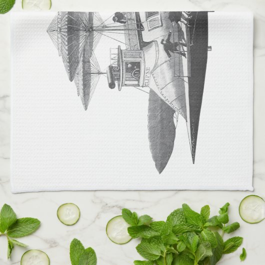 wetenschapsfiche Steampunk Airship Eclipse Theedoek (Gevouwen)