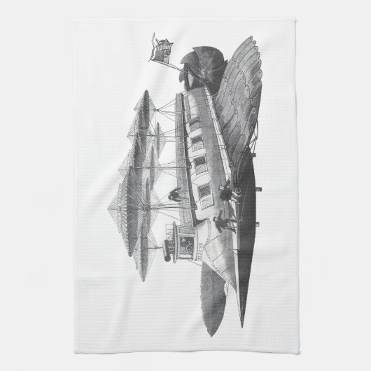 wetenschapsfiche Steampunk Airship Eclipse Theedoek (Verticaal)