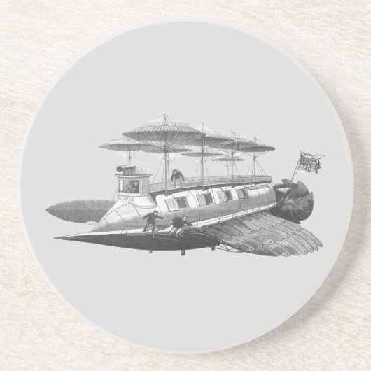  wetenschapsfiche Steampunk Airship Eclipse Zandsteen Onderzetter (Voorkant)