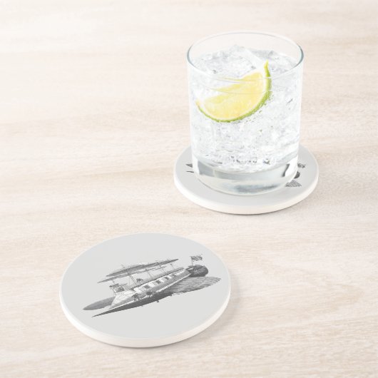  wetenschapsfiche Steampunk Airship Eclipse Zandsteen Onderzetter (Zijkant)